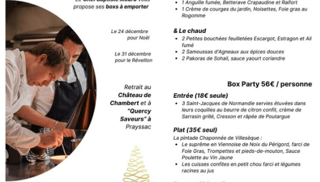 Menu de Noël et réveillon à l