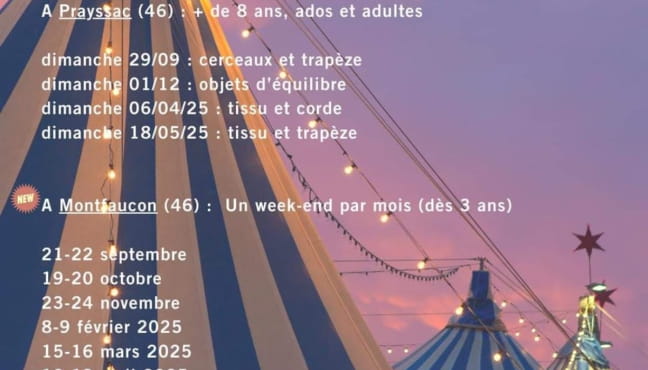 Stage de cirque aérien Du 29/9/2024 au 18/5/2025