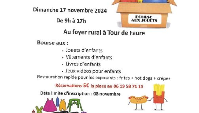 Bourse aux jouets Le 17 nov 2024