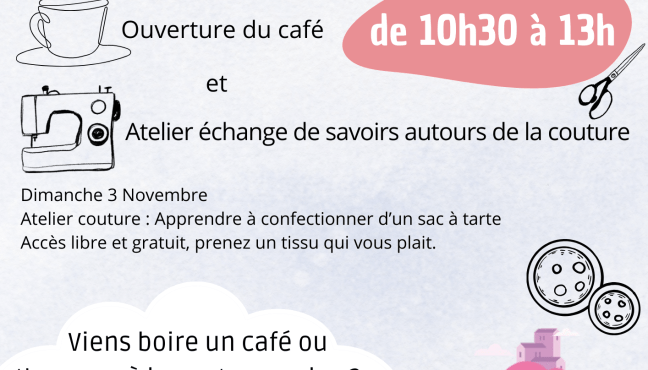 Ouverture du café et atelier couture au 3ème Lieu